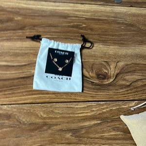 Open Circle Necklace & Tea Rose Stud Earrings Set